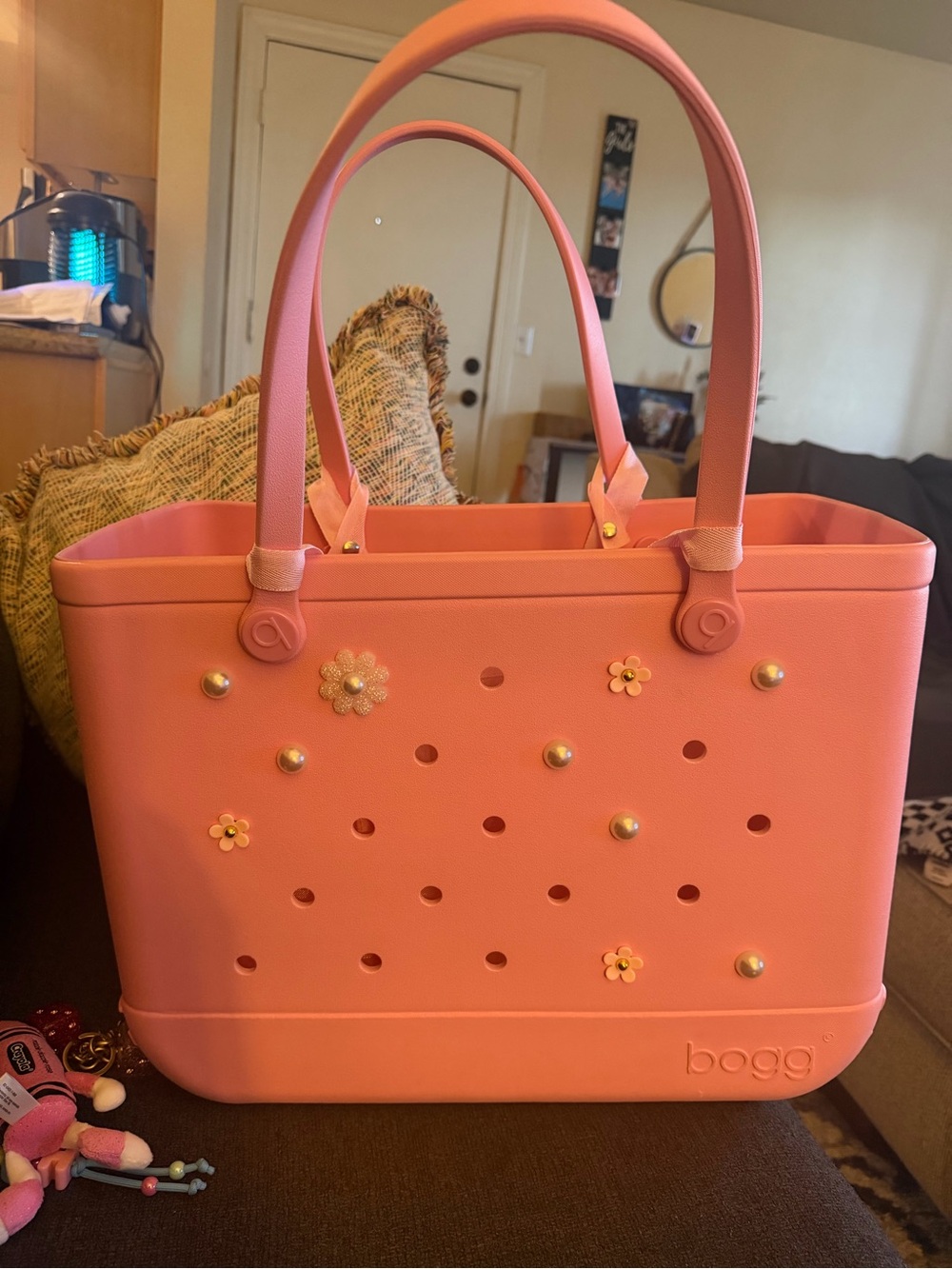 Large bubble gum bogg bag.